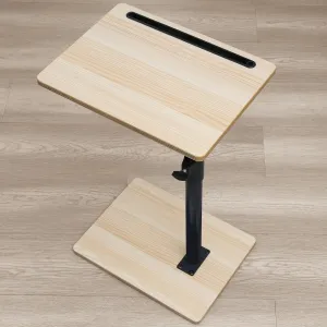 Sofa Armrest Tray Table for Couch - Height Adjustable End for Small Spaces, Snack Side Table for Bed or Chair with Phone & Tablet Slot (Light Wood,Standard)