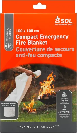 S.O.L. Survive Outdoors Longer Emergency Fire Blanket Compact (Pack of 2)