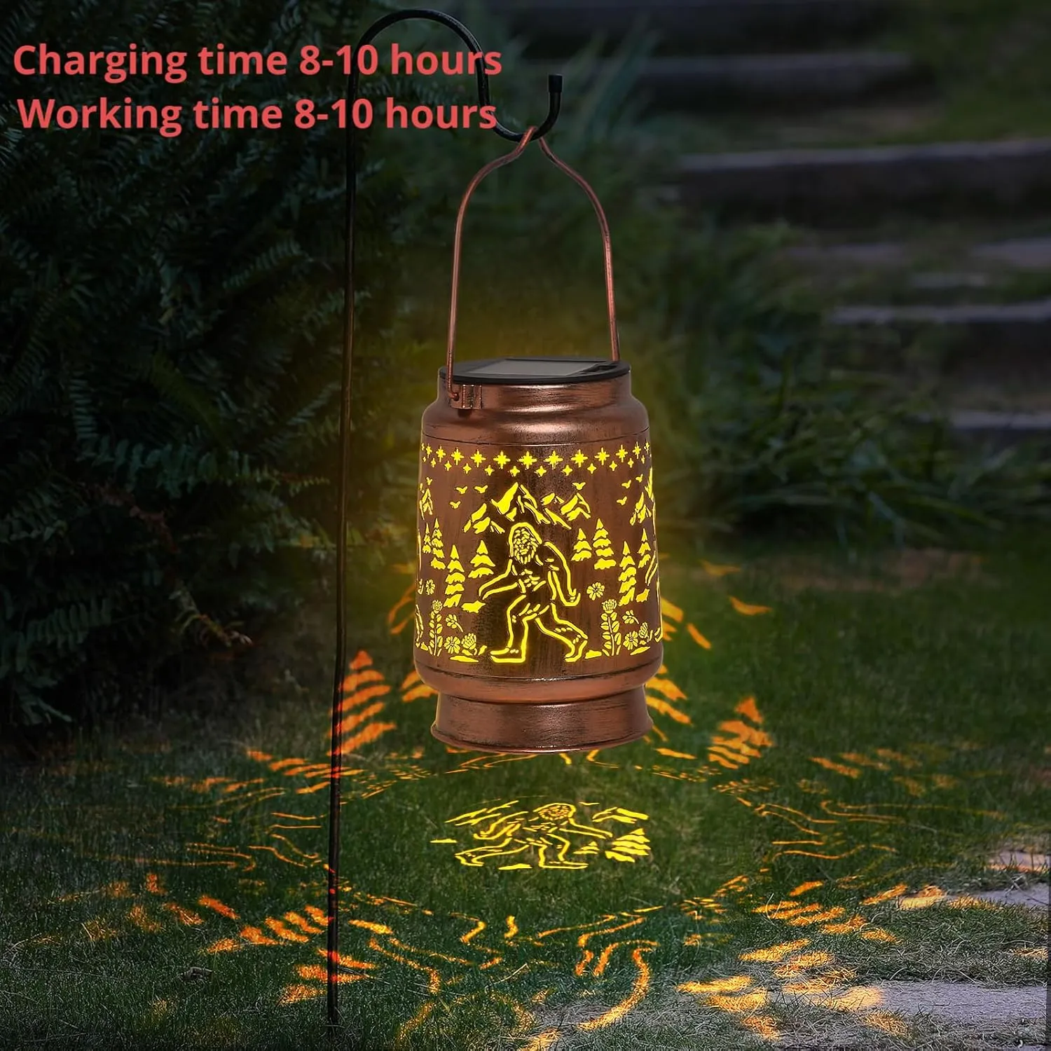 Solar Bigfoot Lanterns Outdoor Waterproof Hanging, Fathers Day Gifts for Dad Men Mom Women, Metal Decorative LED Lanterns for Yard, Patio, Lawn, Tabletop, Pathway, Landscape, Garden Decor