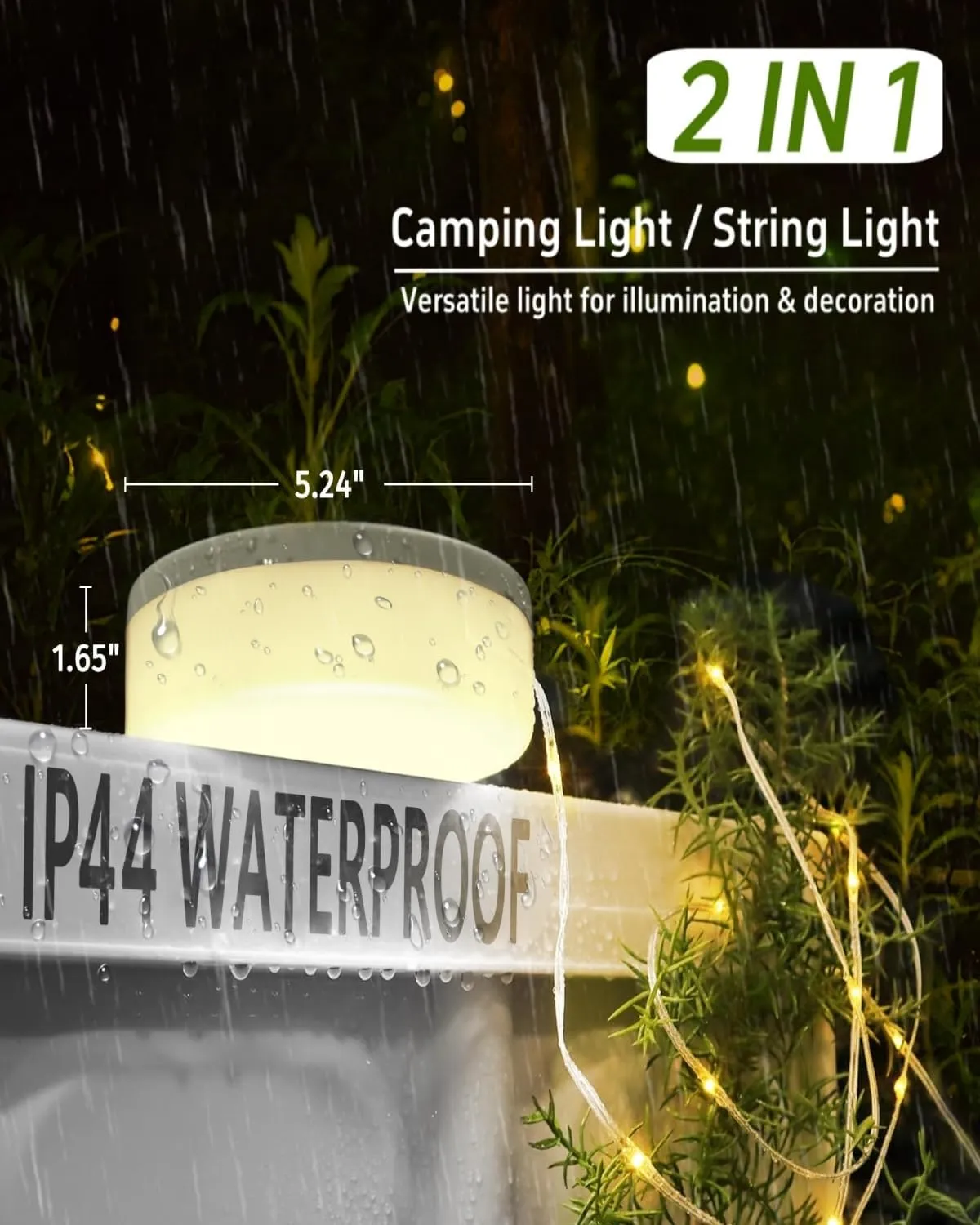Solar Camping String Lights, 39.4FT Fairy String Lights 150LEDs, Portable Waterproof Camping Lamp with 8 Lighting Modes, Hanging Rechargeable Tent Lantern for Awning Garden Party Decor-Remote Control