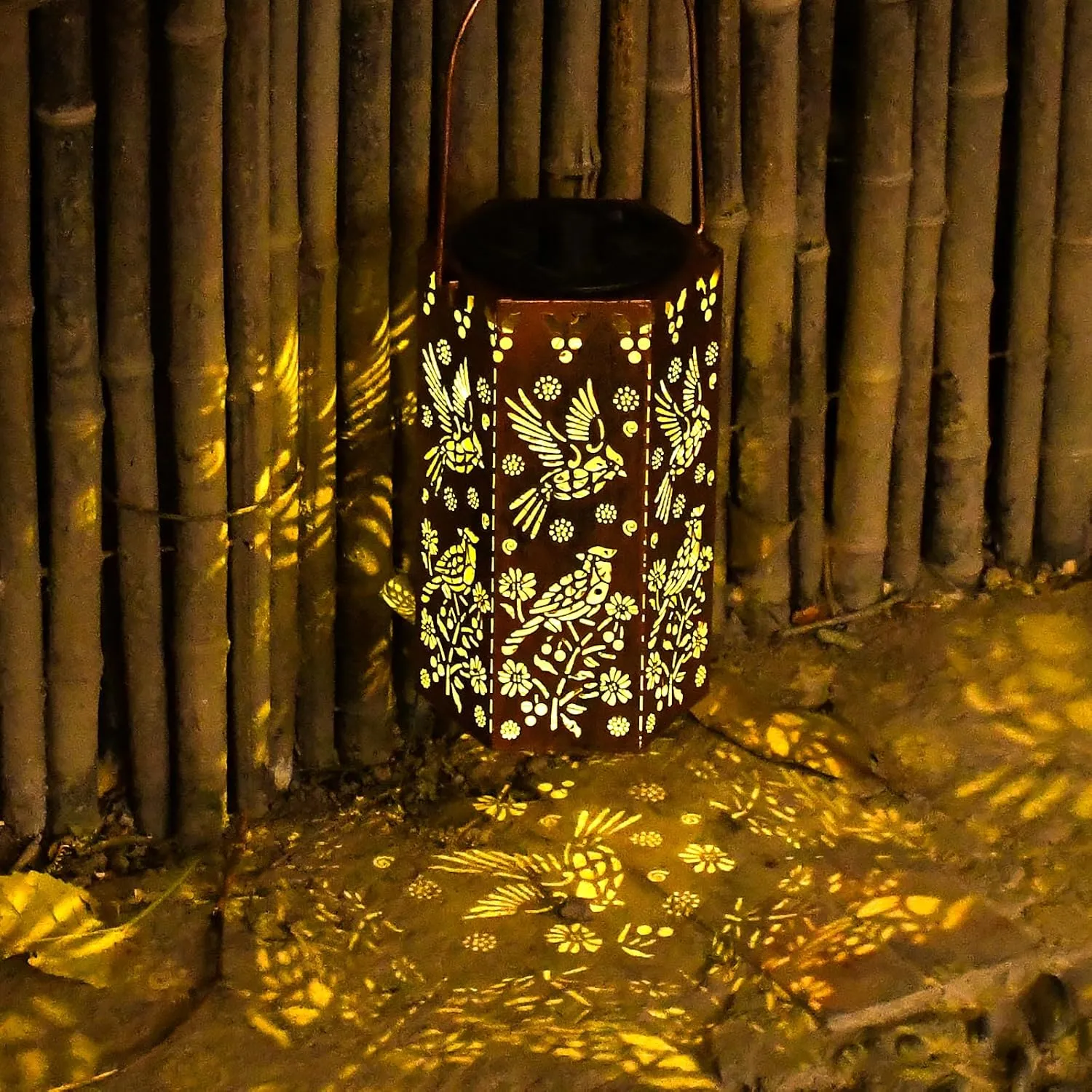 Solar Cardinal Lanterns Outdoor Hanging Lights, Fathers Day Gifts for Dad Mom Men Women, Hollowed-Out Metal Decor Lantern, Waterproof LED Decorative Garden Light