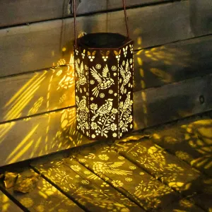 Solar Cardinal Lanterns Outdoor Hanging Lights, Fathers Day Gifts for Dad Mom Men Women, Hollowed-Out Metal Decor Lantern, Waterproof LED Decorative Garden Light