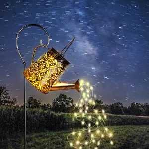 Solar Garden Watering Can Lights with Cascading Lights, Outdoor Hanging Lanterns for Garden Decor,Fairy Gardening Gifts for Mom Grandma Women, Perfect for Patio Yard Pathway