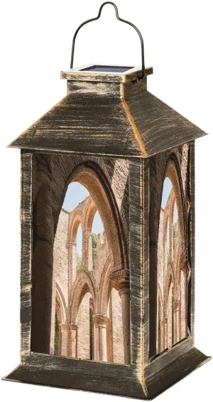 Solar Lantern Abbey San Galgano Outdoor Garden Hanging Lantern Waterproof Solar Powered Lighting Outside Table Lamp for Deck Yard Camping Patio Decor