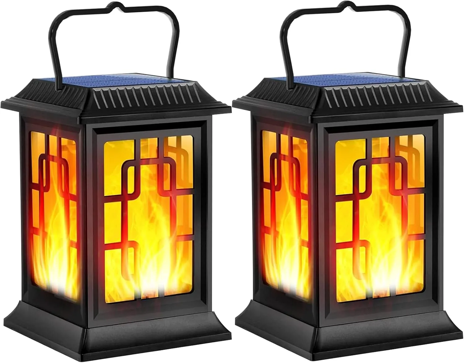 Solar Lanterns Outdoor Waterproof Hanging Solar Lanterns Garden Lights Solar Powered Flame Lights LED Lights for Patio Pathway Deck Yard (2 Pack)