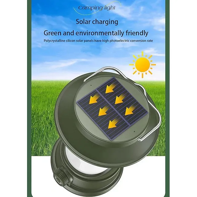 Solar LED Camping Lantern, LED Retro Rechargeable Hangable Outdoor Tent Light for Outdoor Camping