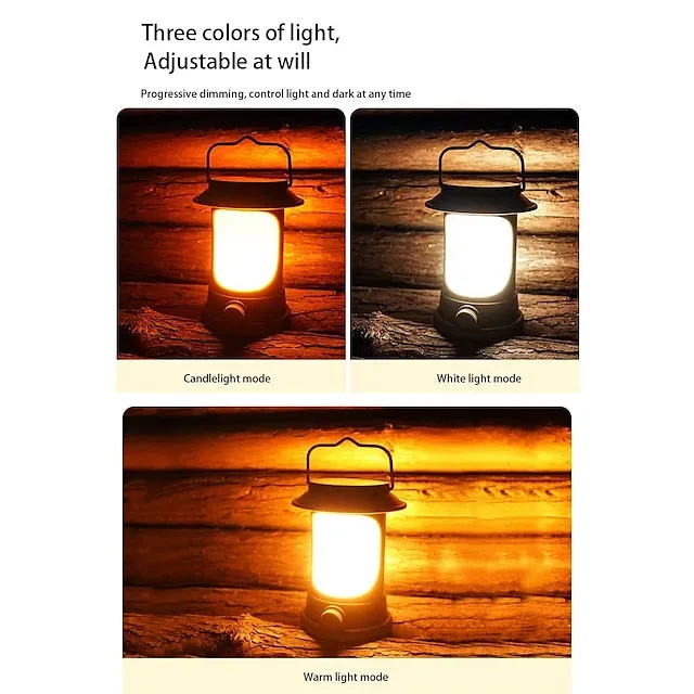 Solar LED Camping Lantern, LED Retro Rechargeable Hangable Outdoor Tent Light for Outdoor Camping