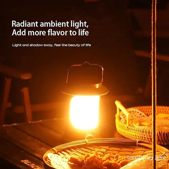 Solar LED Camping Lantern, LED Retro Rechargeable Hangable Outdoor Tent Light for Outdoor Camping