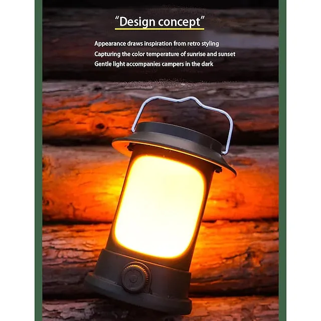 Solar LED Camping Lantern, LED Retro Rechargeable Hangable Outdoor Tent Light for Outdoor Camping