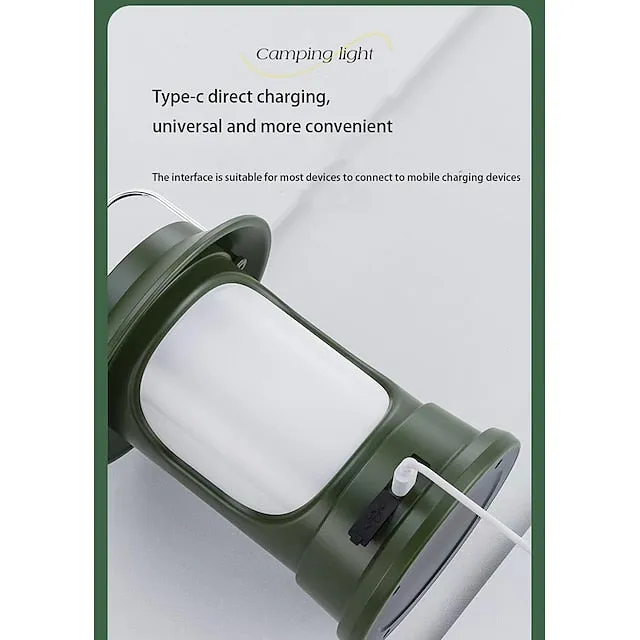 Solar LED Camping Lantern, LED Retro Rechargeable Hangable Outdoor Tent Light for Outdoor Camping