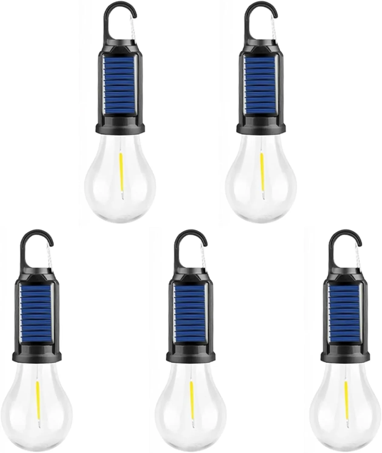 Solar Rechargeable Hooked Camping Light, Solar Camping Lantern, USB Rechargeable, with Clip Hook, Waterproof, for Hiking, Party, Camping (Blue Sphere 5)