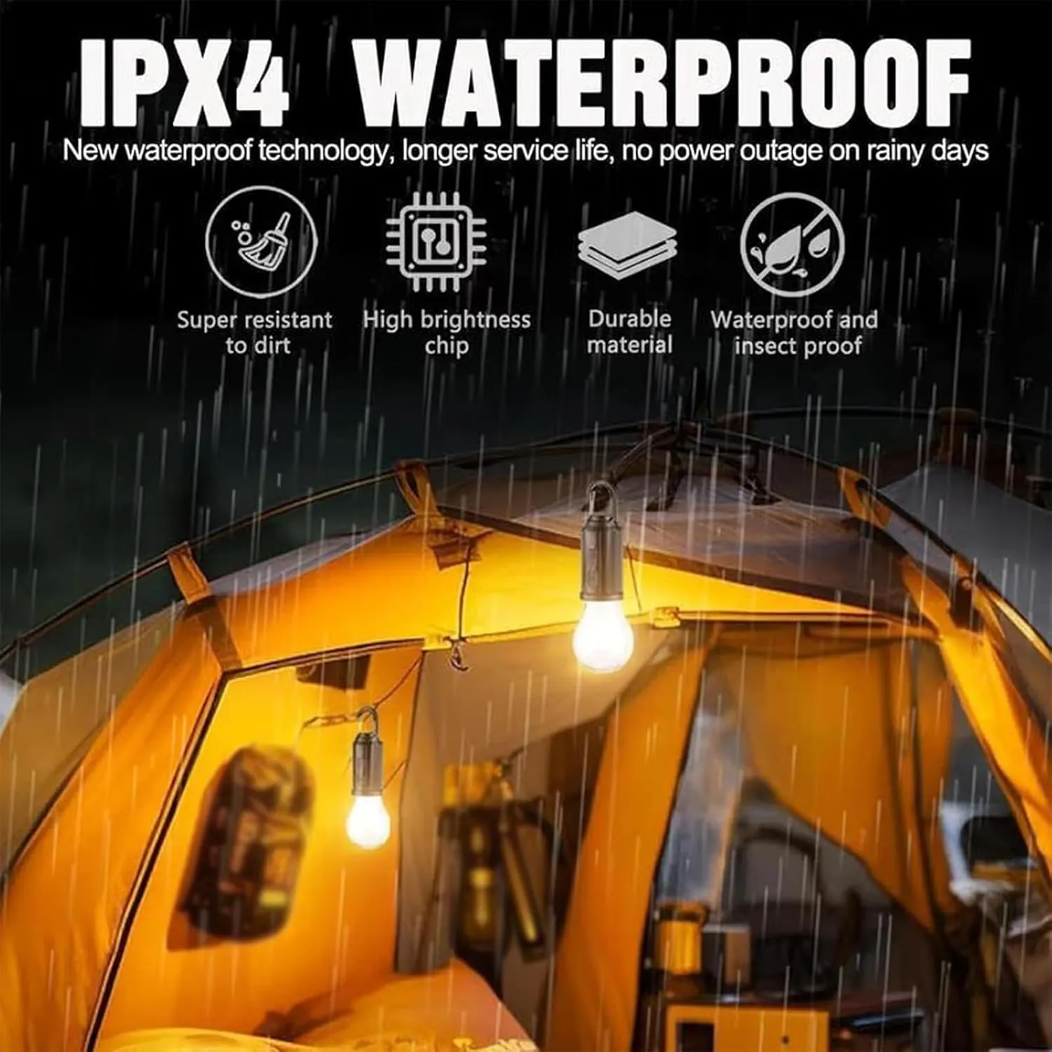 Solar Rechargeable Hooked Camping Light, Solar Camping Lantern, USB Rechargeable, with Clip Hook, Waterproof, for Hiking, Party, Camping (Blue Sphere 5)