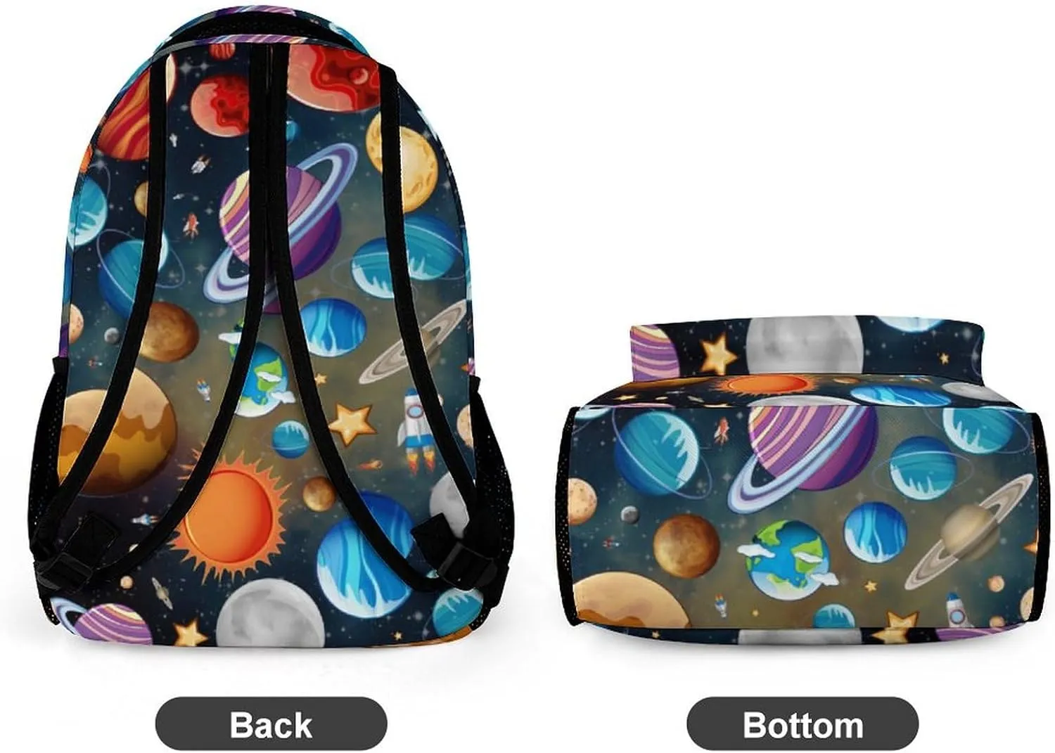 Solar System School Backpack for Kids Girls Boys, 16 Inch Cute Planet Themed Bookbag, Personalized School Backpack for Students Children, Lightweight, Large Capacity