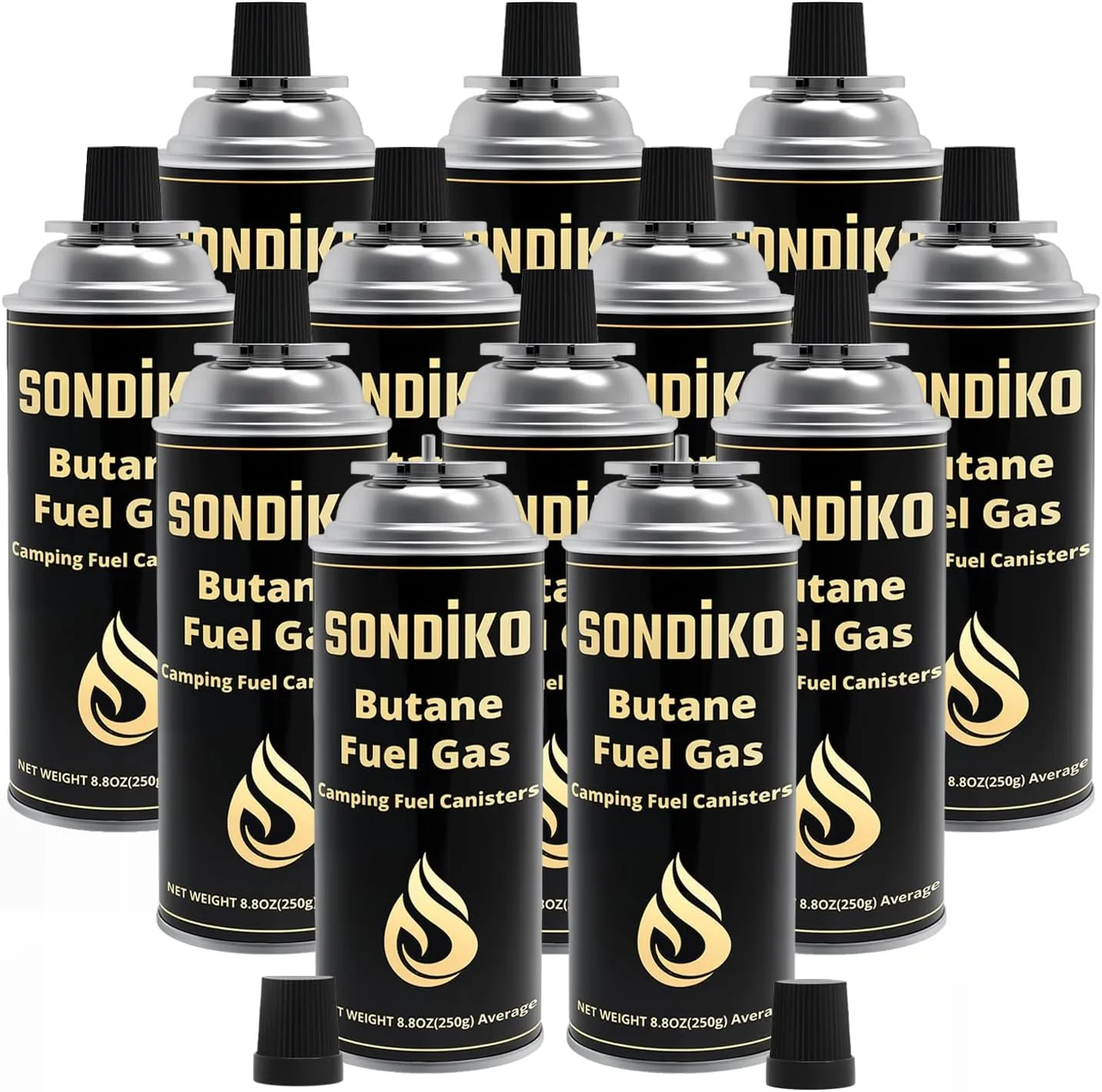Sondiko Butane Gas, Premium Pure Refined Butane Gas, Butane Fuel Canister for Portable Camping Stove, Explosion Proof - RVR System(12 Can)