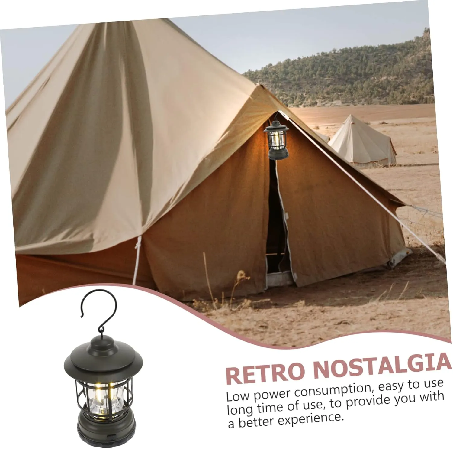 Sosoport Hanging Led Camping Lantern Retro Outdoor Light for Tents and Emergencies Portable and Lightweight Cozy Atmosphere for Campers Easy to Use No Battery Required
