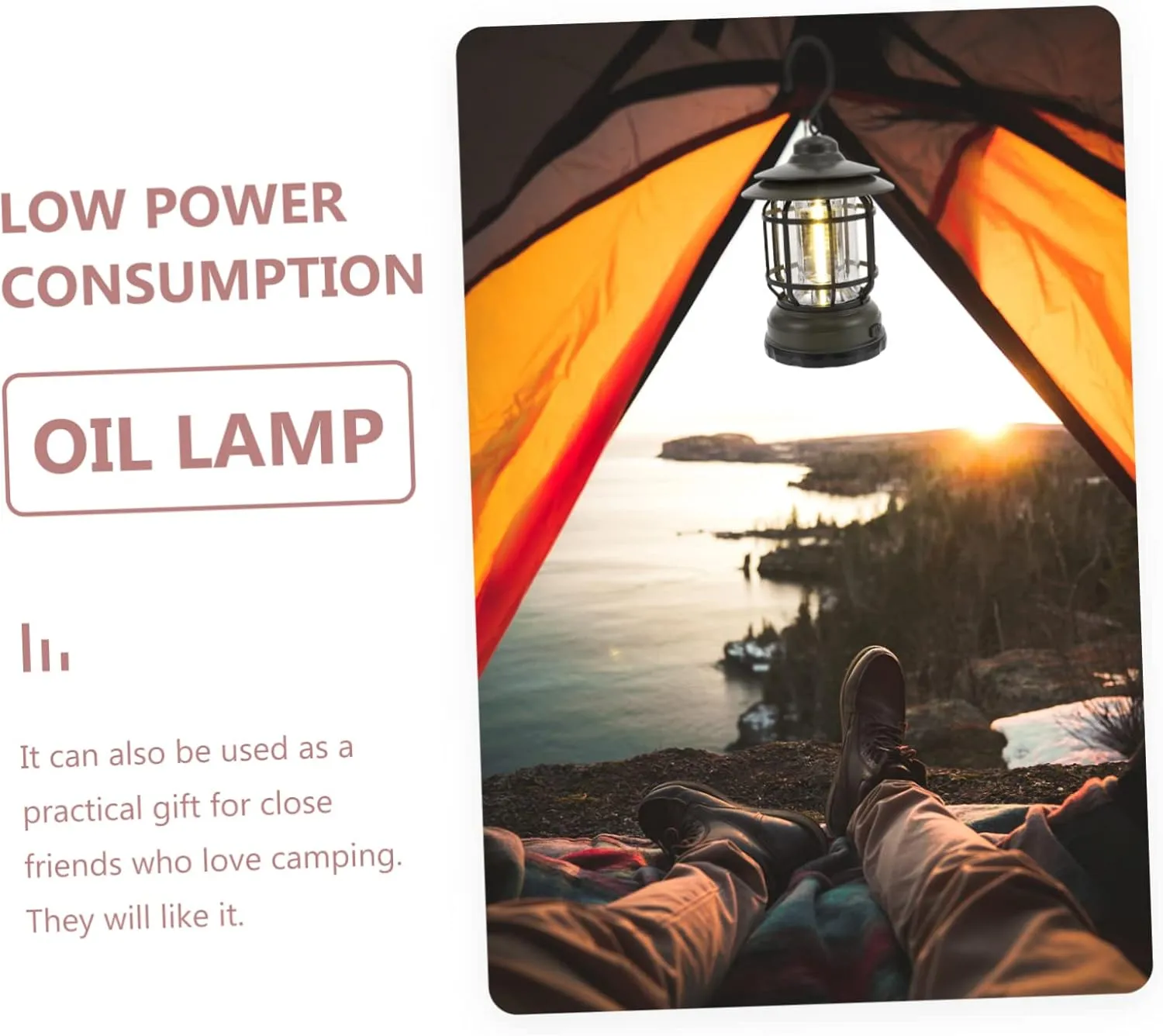 Sosoport Hanging Led Camping Lantern Retro Outdoor Light for Tents and Emergencies Portable and Lightweight Cozy Atmosphere for Campers Easy to Use No Battery Required