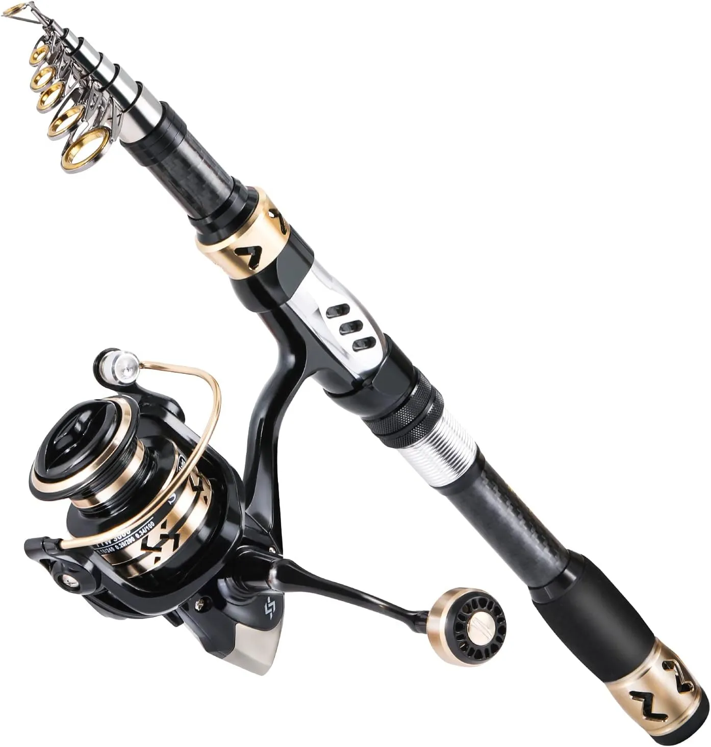 Sougayilang Fishing Pole with Spinning Reel Portable Fishing Rod Reel Combos