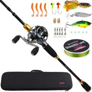 Sougayilang Fishing Reel and Rod Combos,24-Ton Carbon Fiber Fishing Poles with Baitcasting Reel,7.0:1 Gear for Travel Freshwater