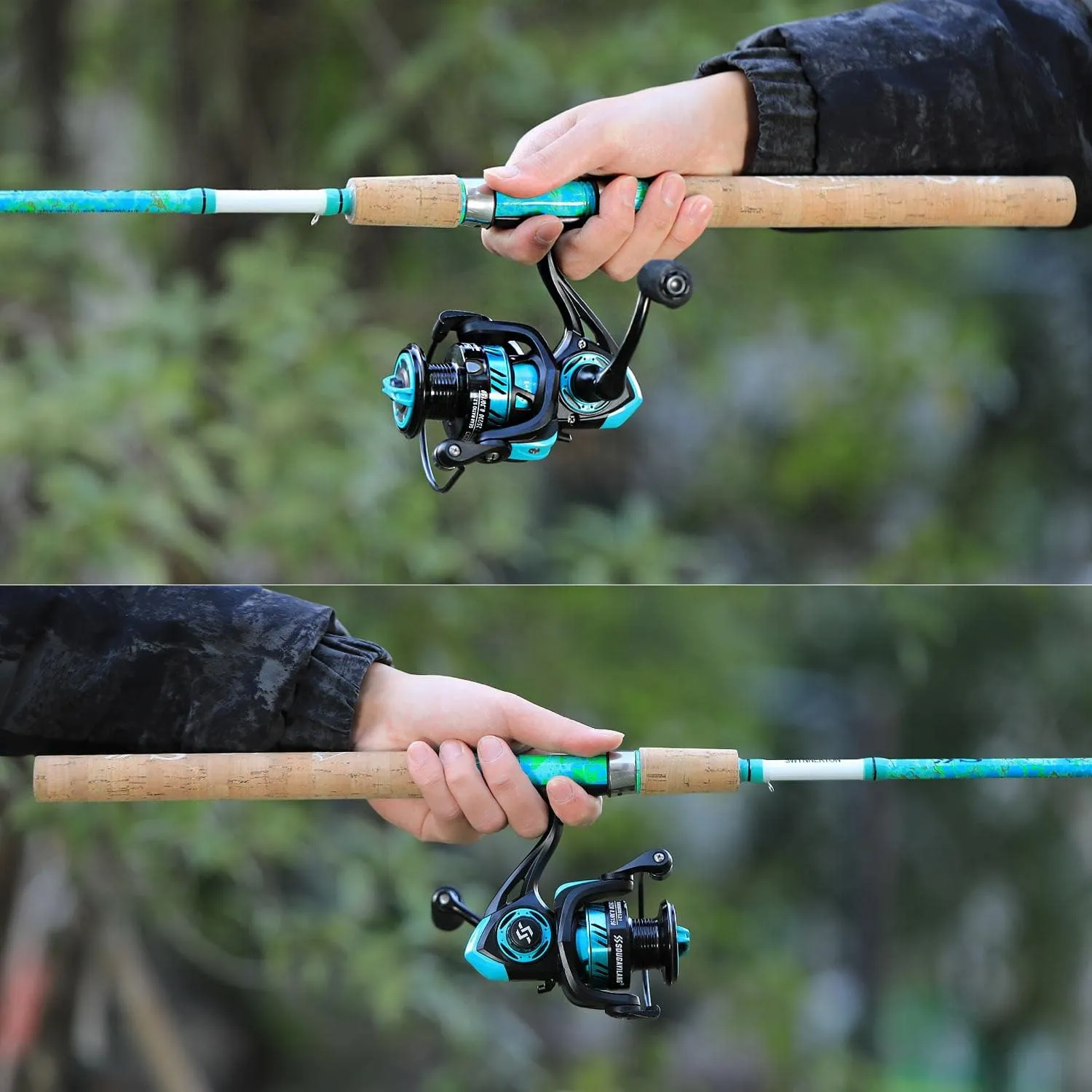 Sougayilang Fishing Rod and Reel Combo, 2-Piece 5-Foot 6-Inch Graphite & Fiberglass Rod, Durable and Strong, Quickset Anti-Reverse Fishing Reel (1Pack/2Pack)