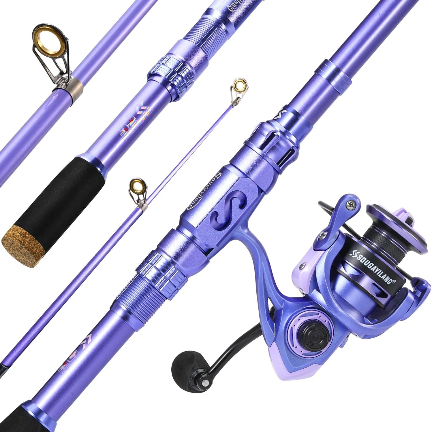 Sougayilang Fishing Rod and Reel Combos Carbon Fiber Telescopic Fishing Pole with Smooth Reel Combo Saltwater Freshwater Kit