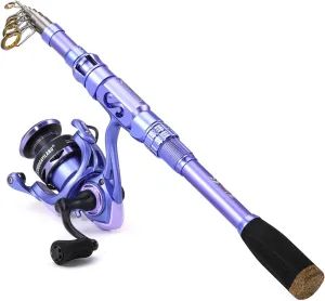 Sougayilang Fishing Rod and Reel Combos Carbon Fiber Telescopic Fishing Pole with Smooth Reel Combo Saltwater Freshwater Kit