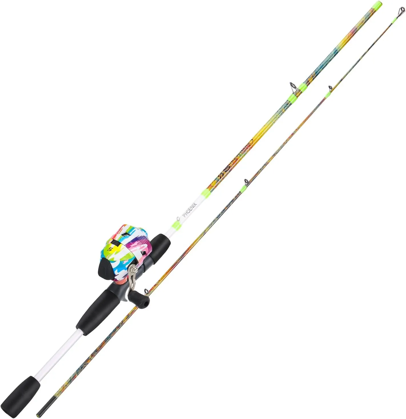 Sougayilang Spincast Reel Fishing Rod Combos,5'6" 2-Piece Fiberglass Rods with EVA Handle, Quickset Anti-Reverse Fishing Reels(1Pack/2Pack)