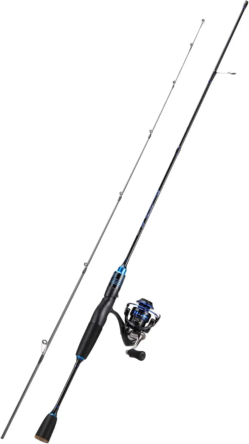 Sougayilang Ultralight Fishing Rod Reel Combos,Portable 2-Piece Spinning Fishing Pole with Stainless Steel Guides