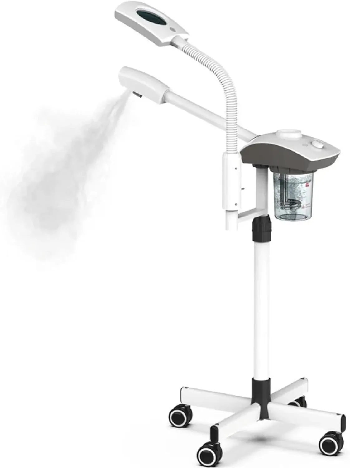 Spa Facial Steamer, Professional Facial Moisturizing Sprayer with Rolling Wheel Stand, 2 in 1 LED Hot and Cold Facial Steamer Beauty Light, Skin Cleaning Equipment, Use in SPA Salon Beauty