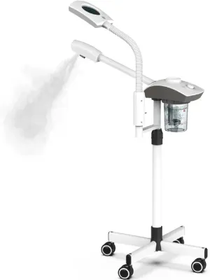 Spa Facial Steamer, Professional Facial Moisturizing Sprayer with Rolling Wheel Stand, 2 in 1 LED Hot and Cold Facial Steamer Beauty Light, Skin Cleaning Equipment, Use in SPA Salon Beauty