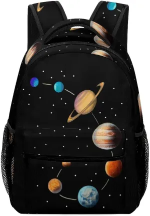 Space Solar System Travel Backpack Lightweight Shoulders Bag Laptop Daypack for Work Office