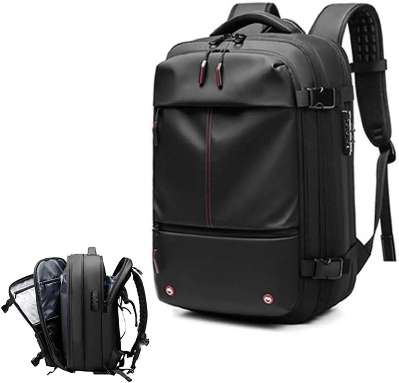 Spacevac Pro Backpack, Spacevac Backpack with Pump, Vacuum Compression 60 Liters Expandable Travel Backpacks (Black, no pump)