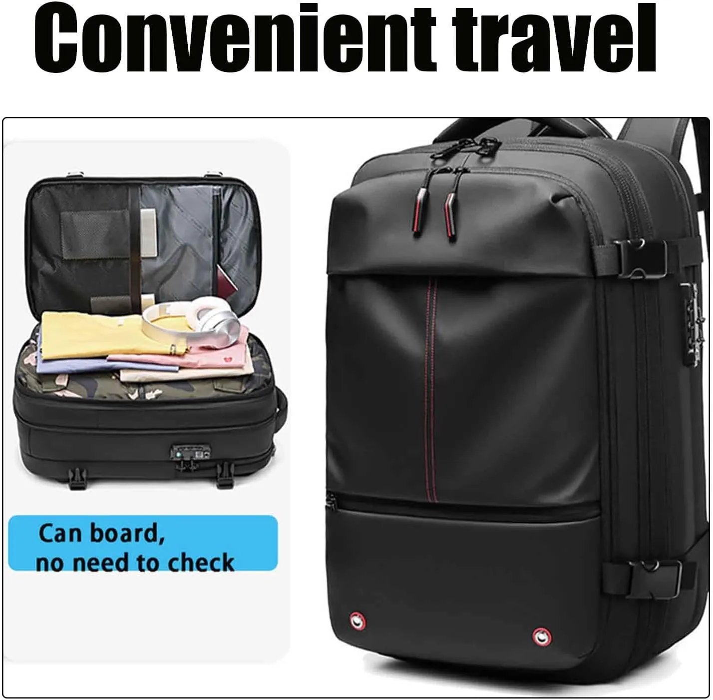 Spacevac Pro Backpack, Spacevac Backpack with Pump, Vacuum Compression 60 Liters Expandable Travel Backpacks (Black, no pump)