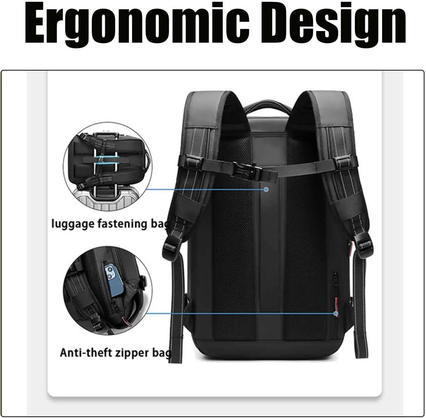 Spacevac Pro Backpack, Spacevac Backpack with Pump, Vacuum Compression 60 Liters Expandable Travel Backpacks (Black, no pump)