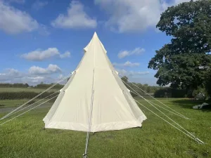 Spacious 4 Season Glamping Tent for Family Camping, 9.85ft Tipi Design, Lightweight Aluminum Pole, Custom Camouflage Fabric