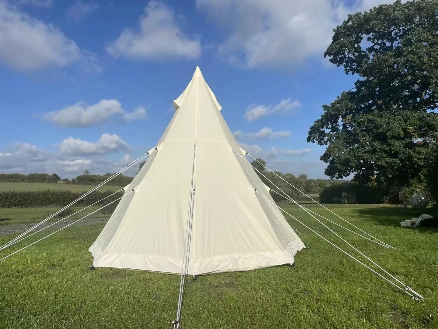 Spacious 4 Season Glamping Tent for Family Camping, 9.85ft Tipi Design, Lightweight Aluminum Pole, Custom Camouflage Fabric