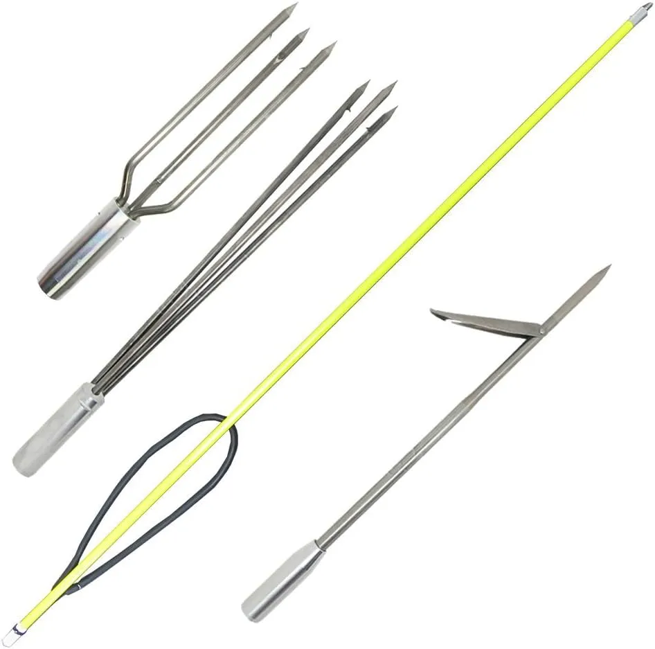 Spearfishing 5' Fiber Glass 1 Piece Hawaiian Sling Pole Spear 3 Tips Set