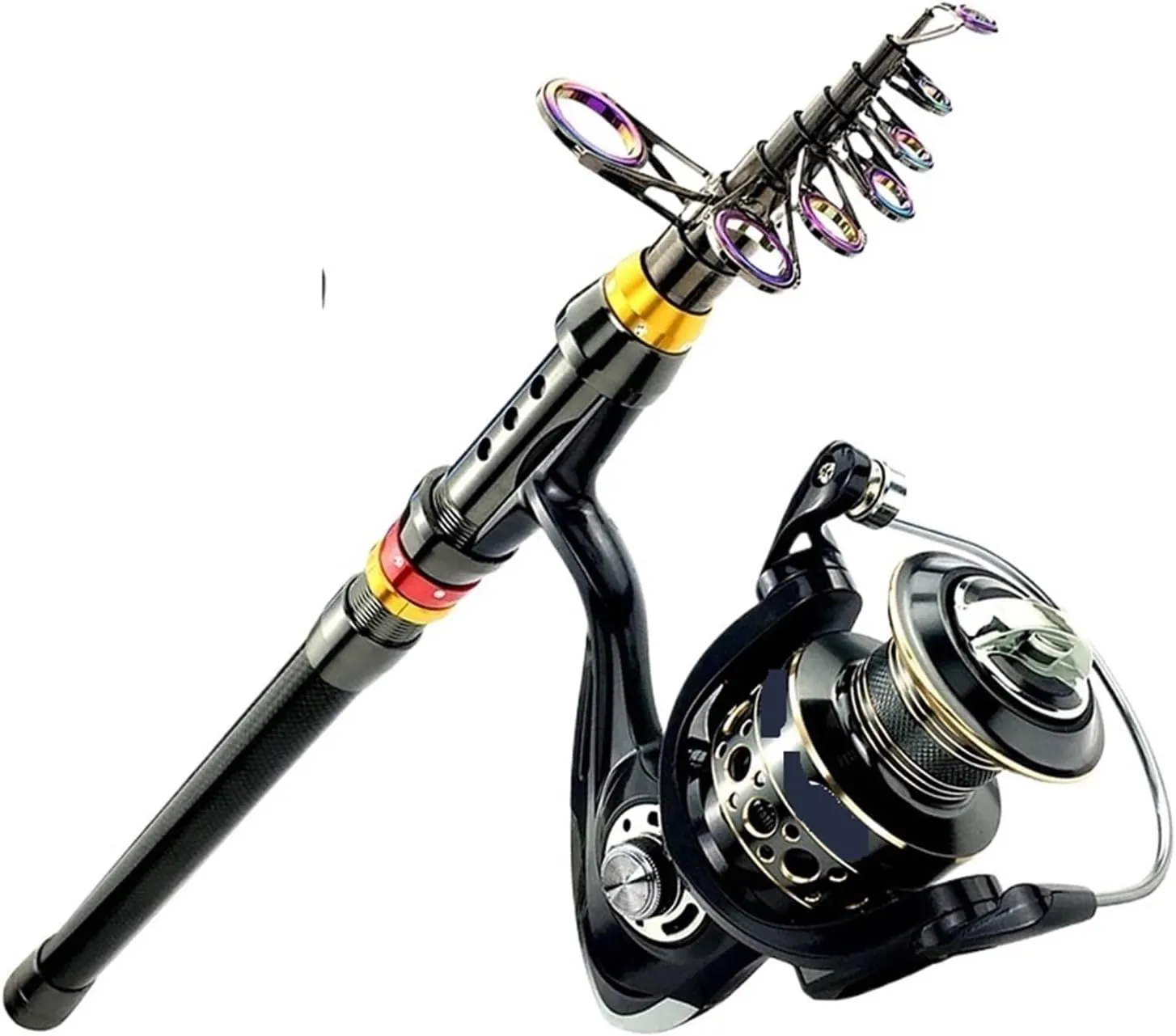 Spinning Fishing Rod and Reel Combo 1.8-3.6m Carbon Fiber Pattern Sea Pole and 5.2:1 Gear Ratio Metal Spool