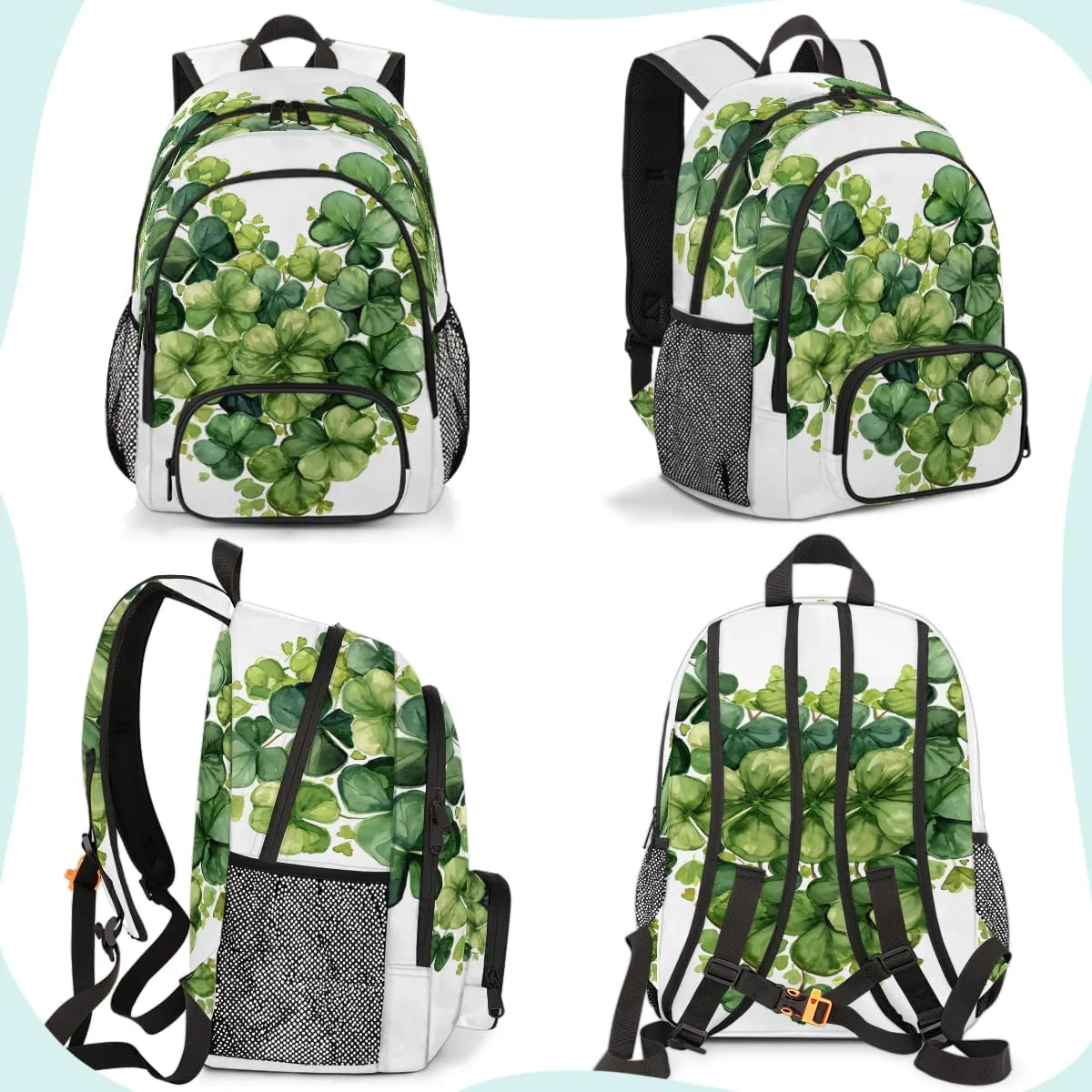 St. Patrick's Day Carry on Travel Backpack for Women Men Water resistant Lightweight Rucksack Backpack for Weekender Casual Work Hiking Heart Clover