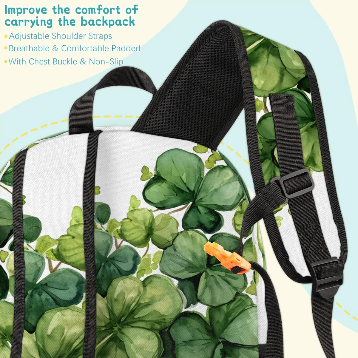 St. Patrick's Day Carry on Travel Backpack for Women Men Water resistant Lightweight Rucksack Backpack for Weekender Casual Work Hiking Heart Clover