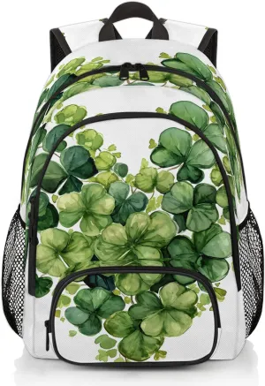 St. Patrick's Day Carry on Travel Backpack for Women Men Water resistant Lightweight Rucksack Backpack for Weekender Casual Work Hiking Heart Clover