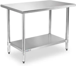 STABLEINK NSF Stainless Steel Table, 24 x 36 Inches Metal Prep & Work Table with Adjustable Undershelf, for Commercial Kitchen, Restaurant, Hotel and Garage，Stainless Steel prep Table Work Table