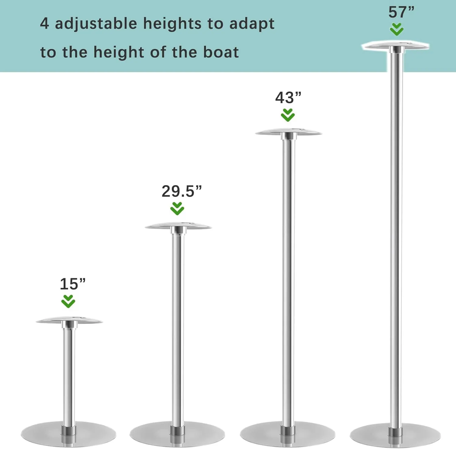 Stainless Steel Boat Cover Support System - 4-Stage Adjustable Height, Aluminum Alloy Poles with Stable Base & Webbing Straps (1 Pack)