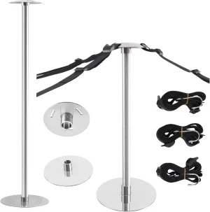 Stainless Steel Boat Cover Support System - 4-Stage Adjustable Height, Aluminum Alloy Poles with Stable Base & Webbing Straps (1 Pack)