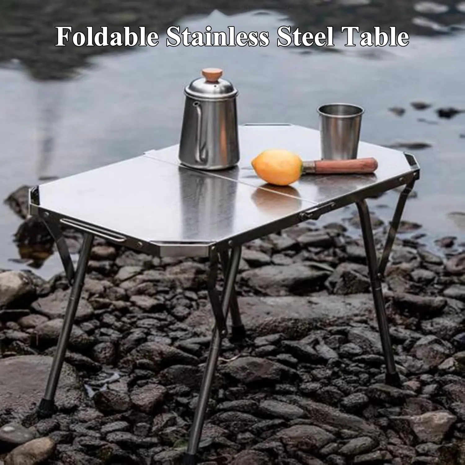 Stainless Steel Camping Table Adjustable Camping Table Foldable Picnic Table Roll Up Table Top with Carry Bag for Outdoor