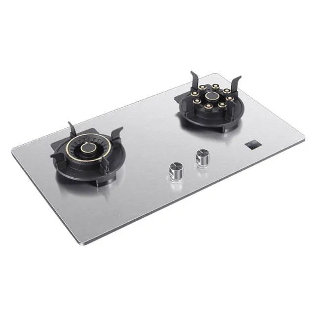 Stainless Steel Double Gas Stove - Adjustable Lift Design