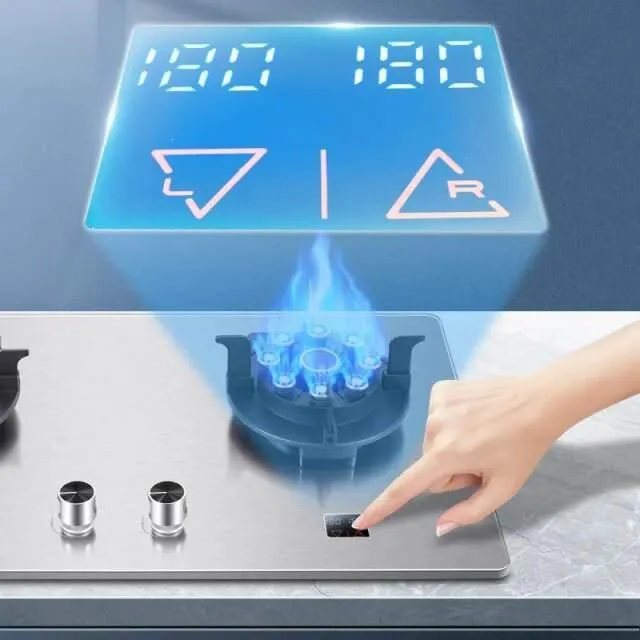Stainless Steel Double Gas Stove - Adjustable Lift Design