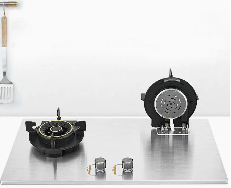 Stainless Steel Double Gas Stove - Adjustable Lift Design