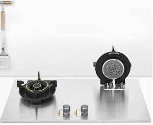 Stainless Steel Double Gas Stove - Adjustable Lift Design