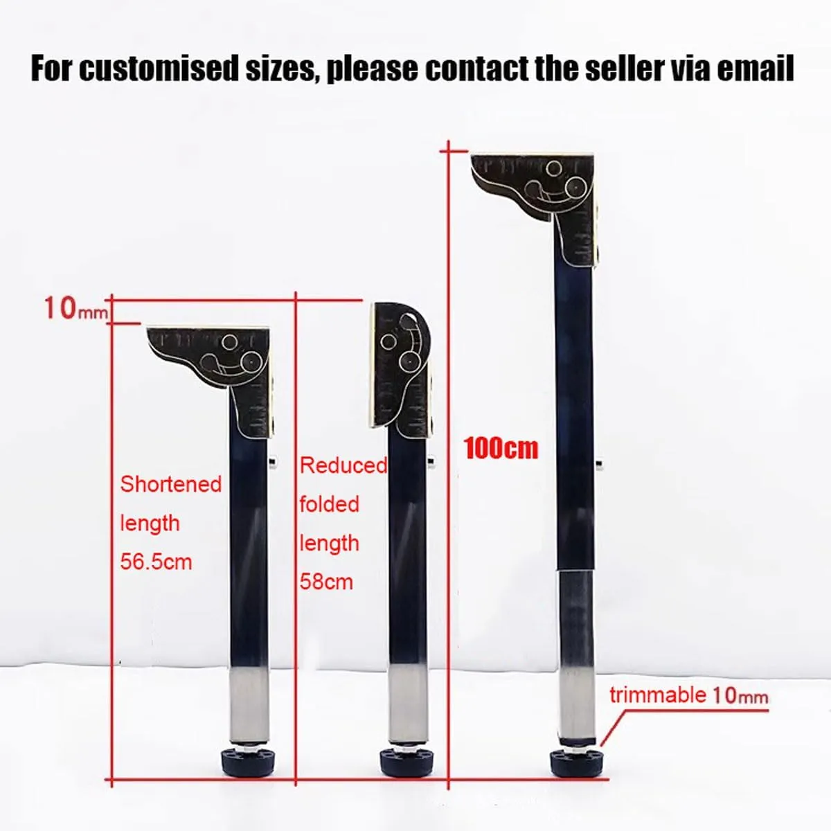 Stainless Steel Folding Table Legs - Adjustable Height, Metal Legs for Campervan & Wall Mounted Dining Table (Size: 100cm/39.3in)