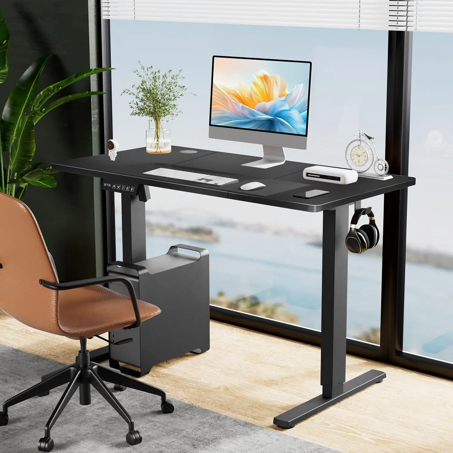 Standing Desk, Adjustable Height Electric Sit Stand Up Down Computer Table, 63x24 Inch Ergonomic Rising Modern Lift Motorized Gaming Desktop Workstation for Work Home Office, Black